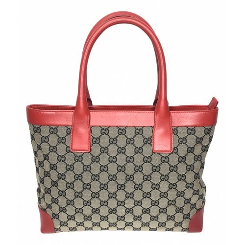 Pre-owned Gucci Abbey Cloth Tote In Grey