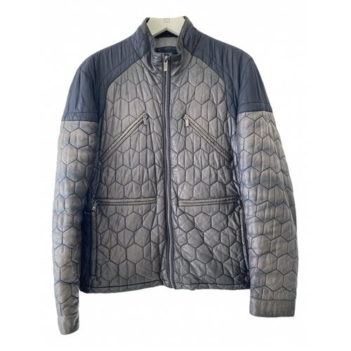 Pre-owned Zegna Leather Jacket In Navy