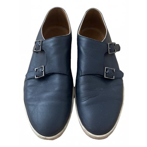 Pre-owned John Lobb Leather Flats In Navy