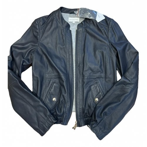 Pre-owned Patrizia Pepe Leather Biker Jacket In Blue