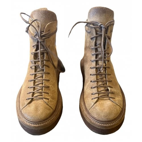 Pre-owned Marsèll Leather Lace Up Boots In Beige