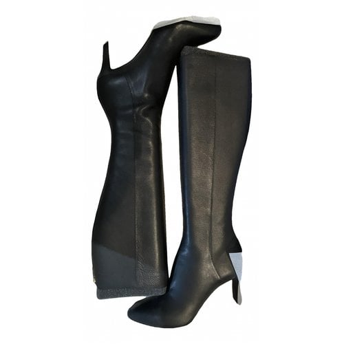 Pre-owned Jimmy Choo Leather Riding Boots In Black