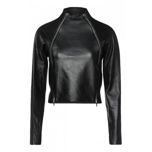 Pre-owned Lanvin Leather Short Vest In Black