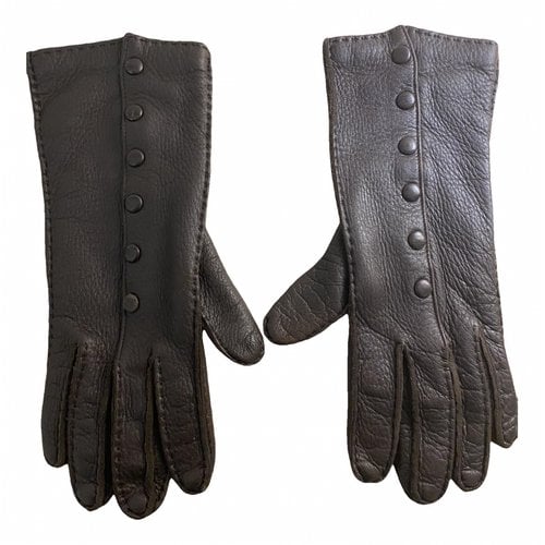 Pre-owned Bottega Veneta Leather Gloves In Brown