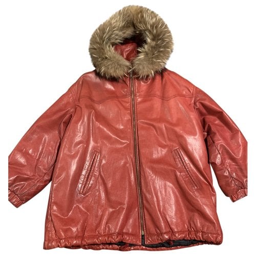 Pre-owned Iceberg Leather Biker Jacket In Red
