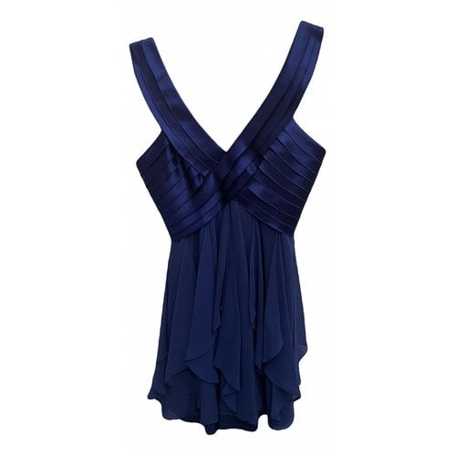 Pre-owned Bcbg Max Azria Silk Mini Dress In Blue
