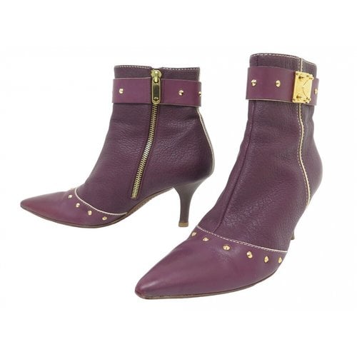 Pre-owned Louis Vuitton Leather Boots In Purple