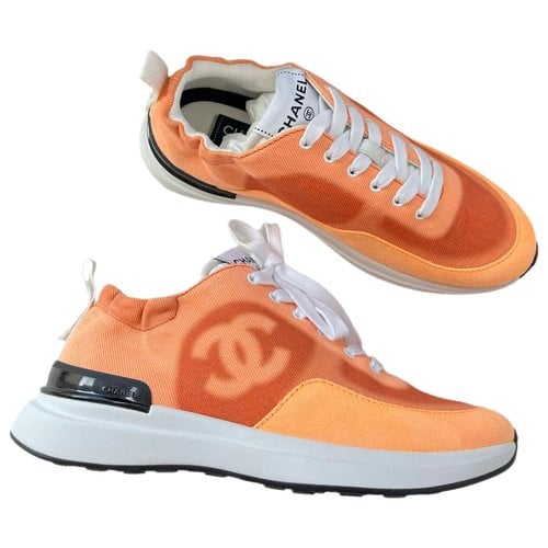 Pre-owned Chanel Cloth Trainers In Orange