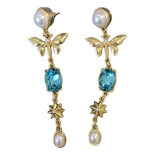 Pre-owned Oscar De La Renta Crystal Earrings In Blue