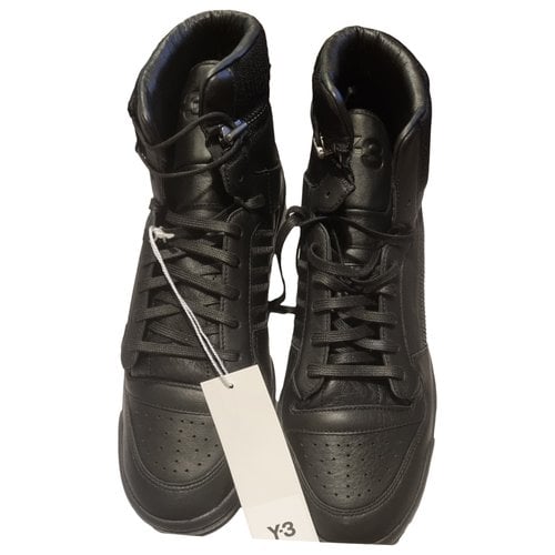 Pre-owned Y-3 Leather High Trainers In Black