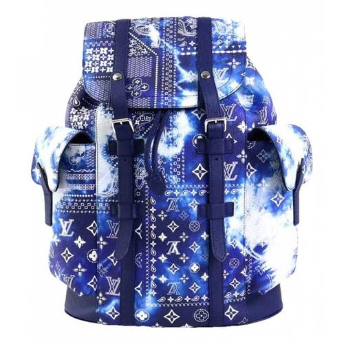 Pre-owned Louis Vuitton Christopher Backpack Leather Bag In Blue