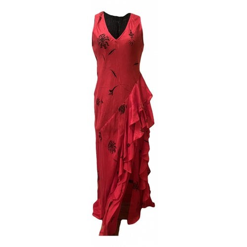Pre-owned Dries Van Noten Silk Maxi Dress In Red