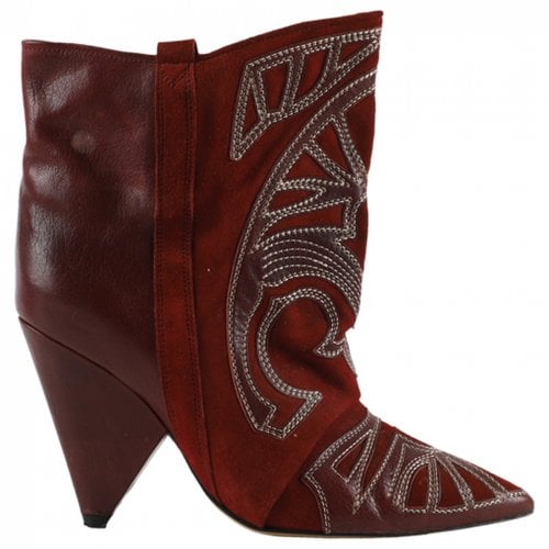 Pre-owned Isabel Marant Leather Ankle Boots In Red