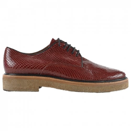 Pre-owned Dries Van Noten Leather Lace Ups In Burgundy