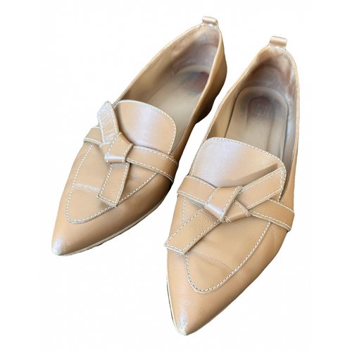 Pre-owned Flattered Leather Ballet Flats In Brown