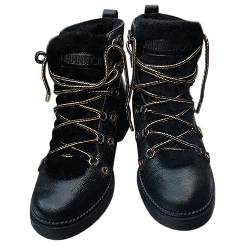 Pre-owned Jimmy Choo Youth Leather Snow Boots In Black