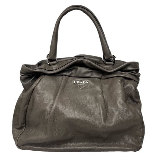Pre-owned Prada Leather Handbag In Grey