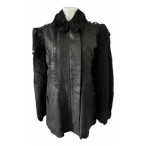 Pre-owned Class Cavalli Leather Suit Jacket In Black