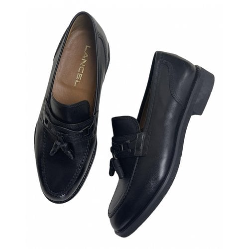 Pre-owned Lancel Leather Flats In Black