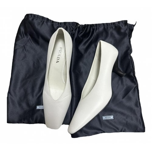 Pre-owned Prada Leather Heels In White