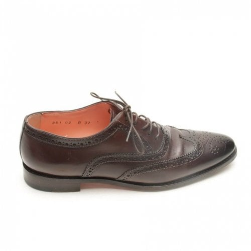 Pre-owned Santoni Leather Flats In Brown
