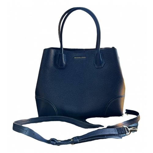 Pre-owned Michael Kors Mercer Leather Tote In Blue