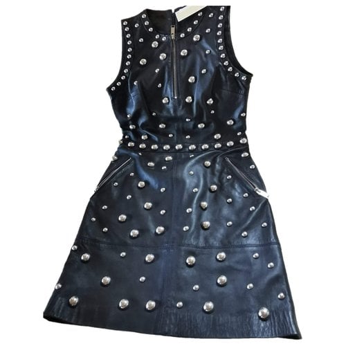 Pre-owned Michael Kors Leather Mini Dress In Black