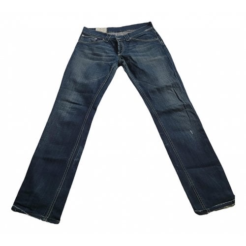 Pre-owned Dondup Straight Pants In Blue