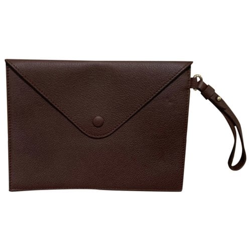 Pre-owned Giorgio Armani Leather Clutch Bag In Brown