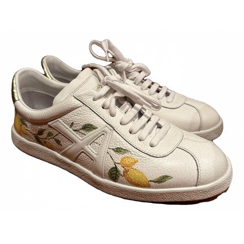 Pre-owned Aquazzura Leather Trainers In White