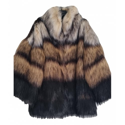 Pre-owned Elisabetta Franchi Faux Fur Coat In Multicolour