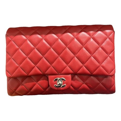 Pre-owned Chanel Timeless/classique Leather Handbag In Red