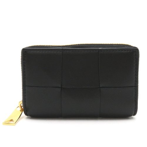 Pre-owned Bottega Veneta Leather Card Wallet In Black
