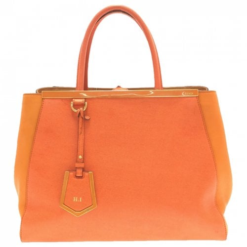 Pre-owned Fendi 2jours Leather Tote In Orange