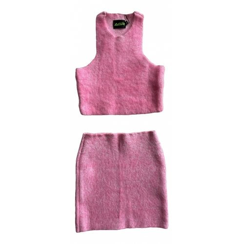Pre-owned Agr Wool Mini Dress In Pink