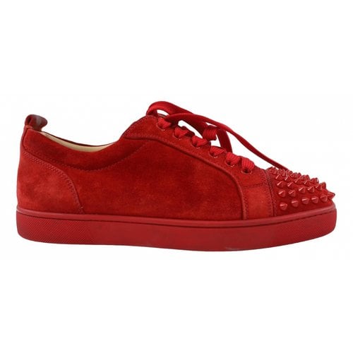 Pre-owned Christian Louboutin Louis Junior Spike High Trainers In Red