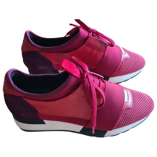 Pre-owned Balenciaga Race Trainers In Burgundy