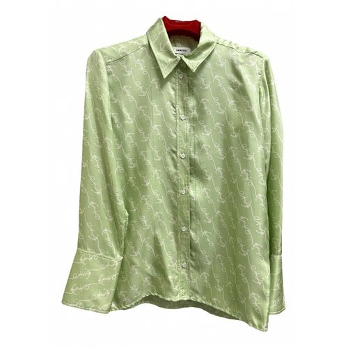 Pre-owned Sandro Silk Blouse In Green