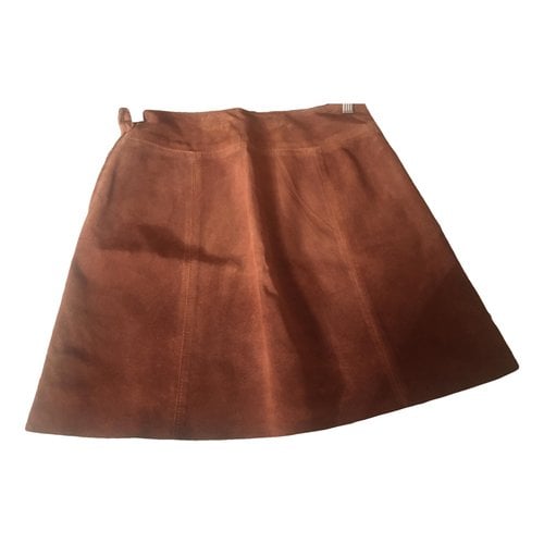 Pre-owned Max & Co Leather Mini Skirt In Camel