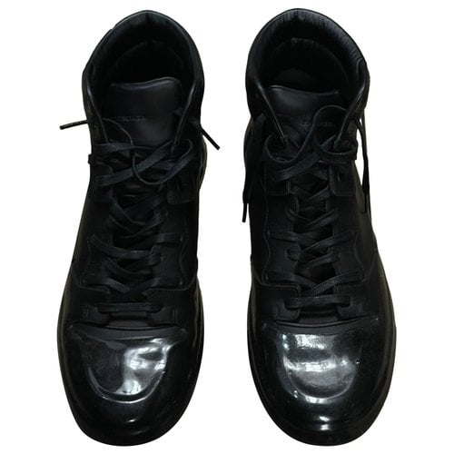 Pre-owned Balenciaga Leather High Trainers In Black