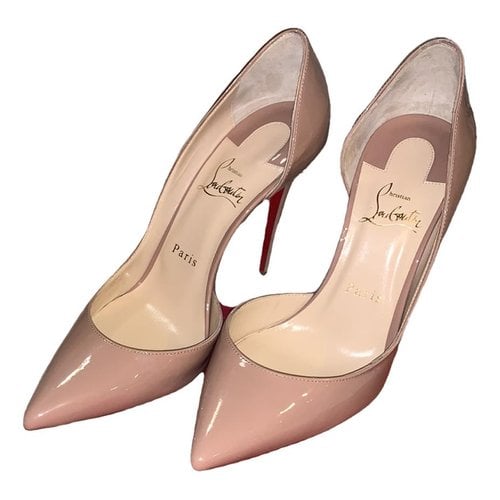 Pre-owned Christian Louboutin Iriza Patent Leather Heels In Beige