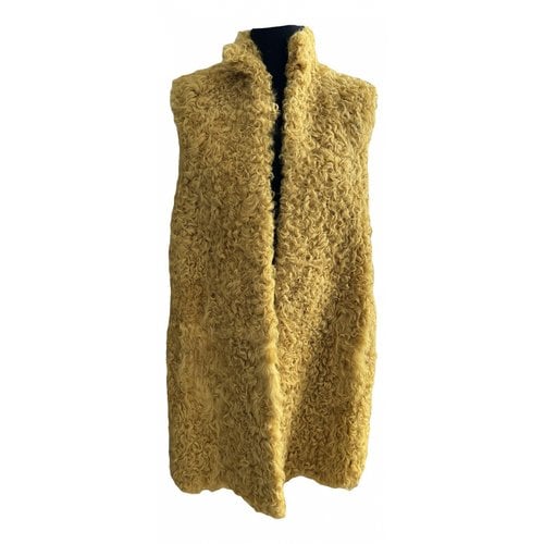 Pre-owned Longchamp Shearling Jacket In Yellow