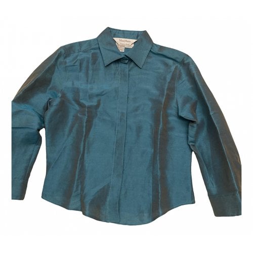 Pre-owned Max Mara Linen Blouse In Turquoise