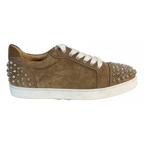 Pre-owned Christian Louboutin Leather Trainers In Brown