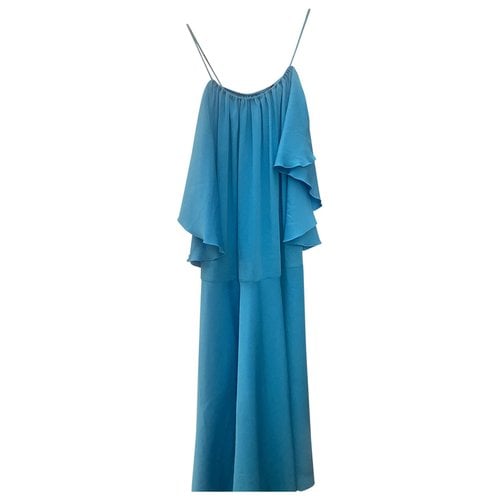Pre-owned Alessandro Dell'acqua Silk Mid-length Dress In Turquoise