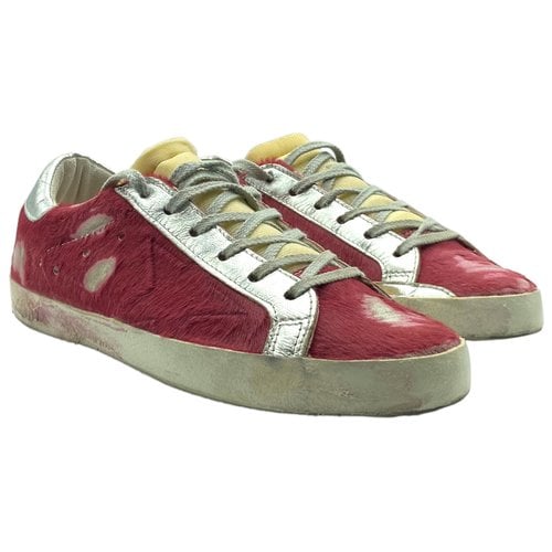 Pre-owned Golden Goose Pony-style Calfskin Trainers In Red