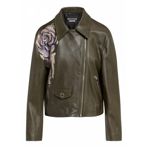 Pre-owned Moschino Leather Jacket In Green