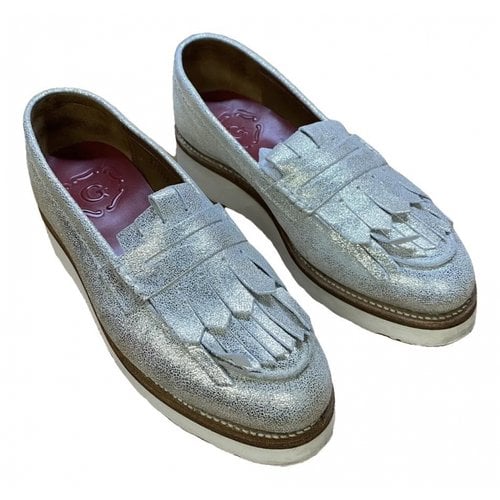 Pre-owned Grenson Leather Flats In Silver