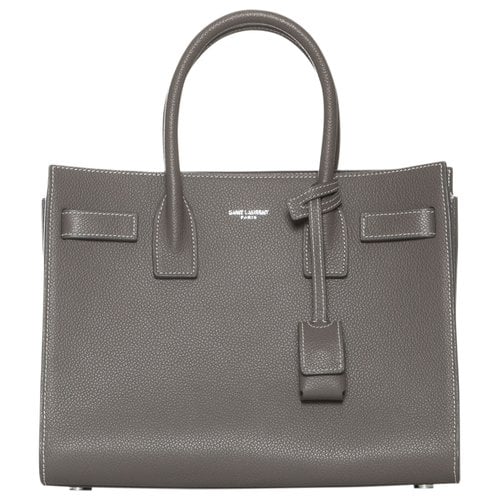 Pre-owned Saint Laurent Sac De Jour Leather Handbag In Grey