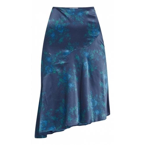 Pre-owned Ganni Silk Mid-length Skirt In Blue